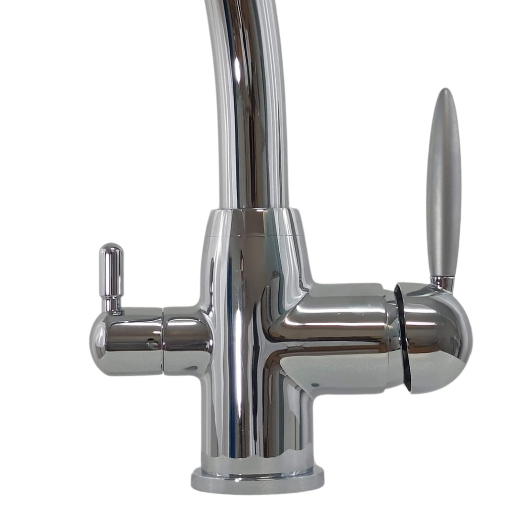 Miscelatore Cucina 3 Vie per Acqua Filtrata, Canna Alta Girevole - Finitura Cromo Lucido