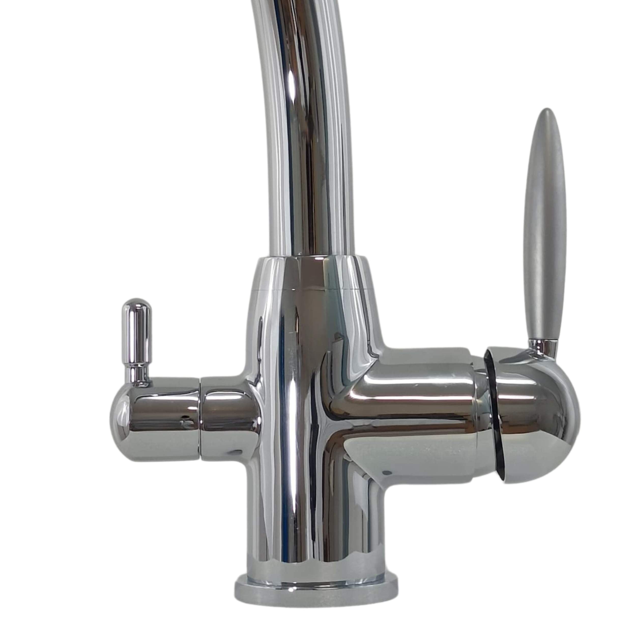 Miscelatore Cucina 3 Vie per Acqua Filtrata, Canna Alta Girevole - Finitura Cromo Lucido