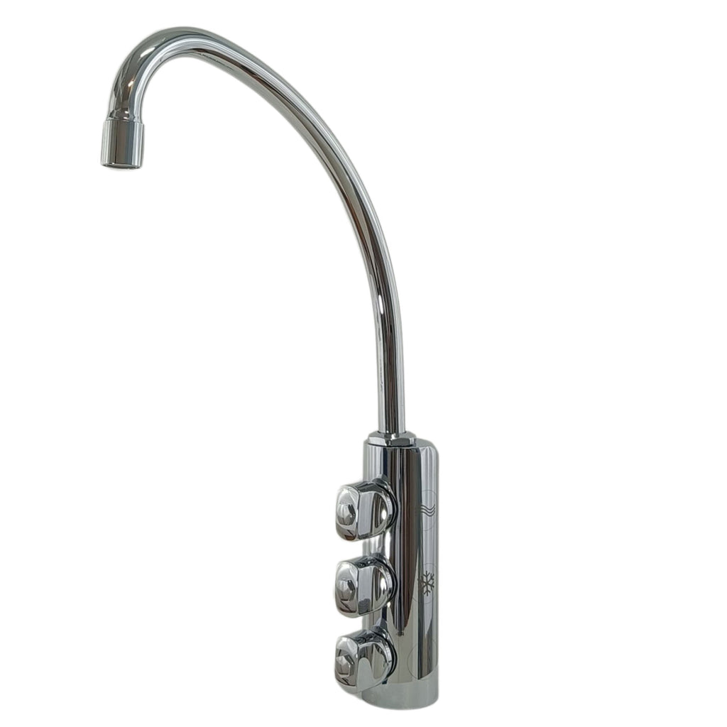 Rubinetto 3 Vie Erogatore per Acqua Depurata | Ambiente, Fredda, Frizzante | Innesti Rapidi 6mm | Cromo Lucido