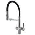 Rubinetto Cucina 3 Vie con Doccetta a Molla Flessibile | Cromo e Nero | Acqua Depurata Separata | Attacchi 3/8"