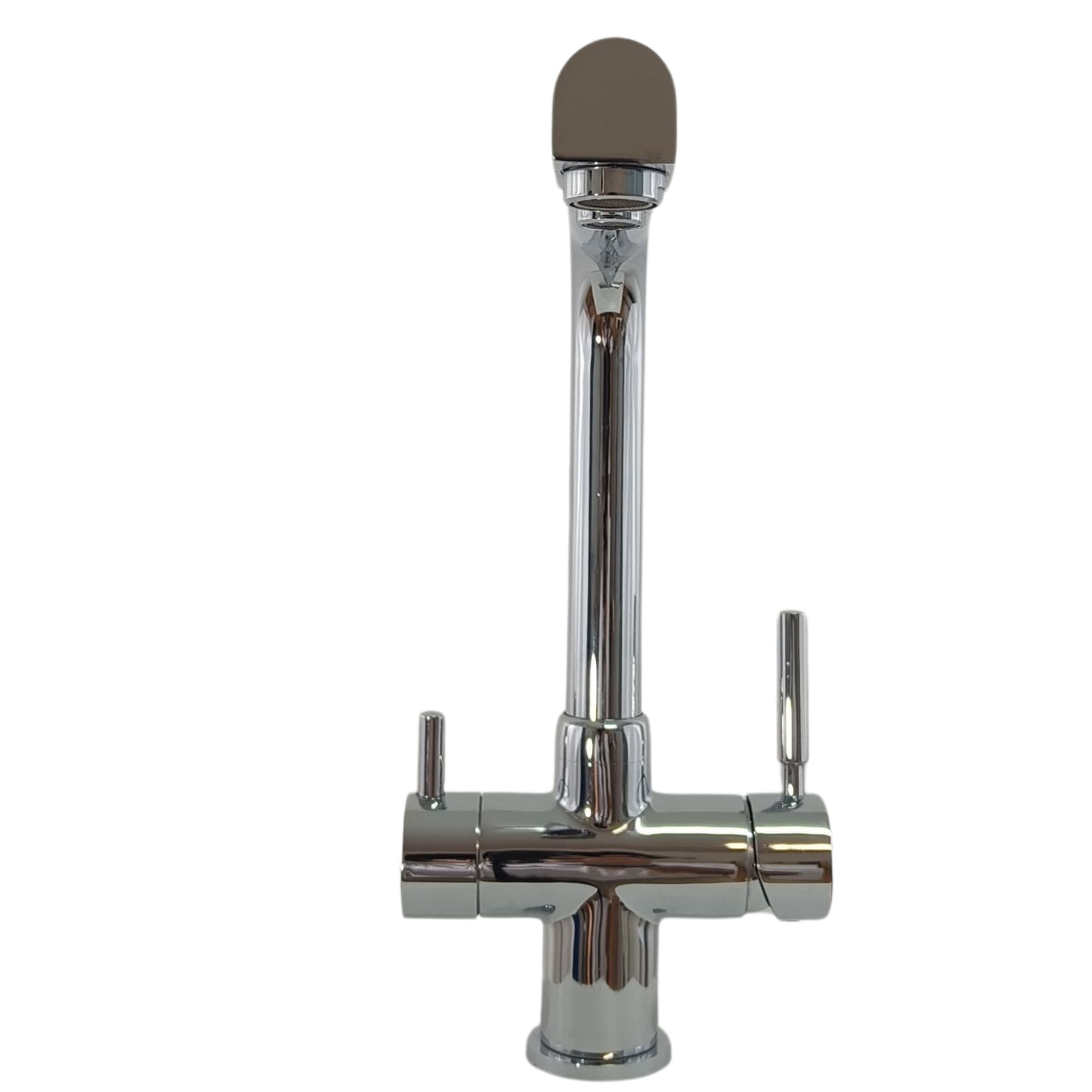 Rubinetto 3 Vie Canna Angolare a Squadra | Miscelatore Ottone Massiccio | Acqua Depurata e di Rete | Design Moderno Cromo