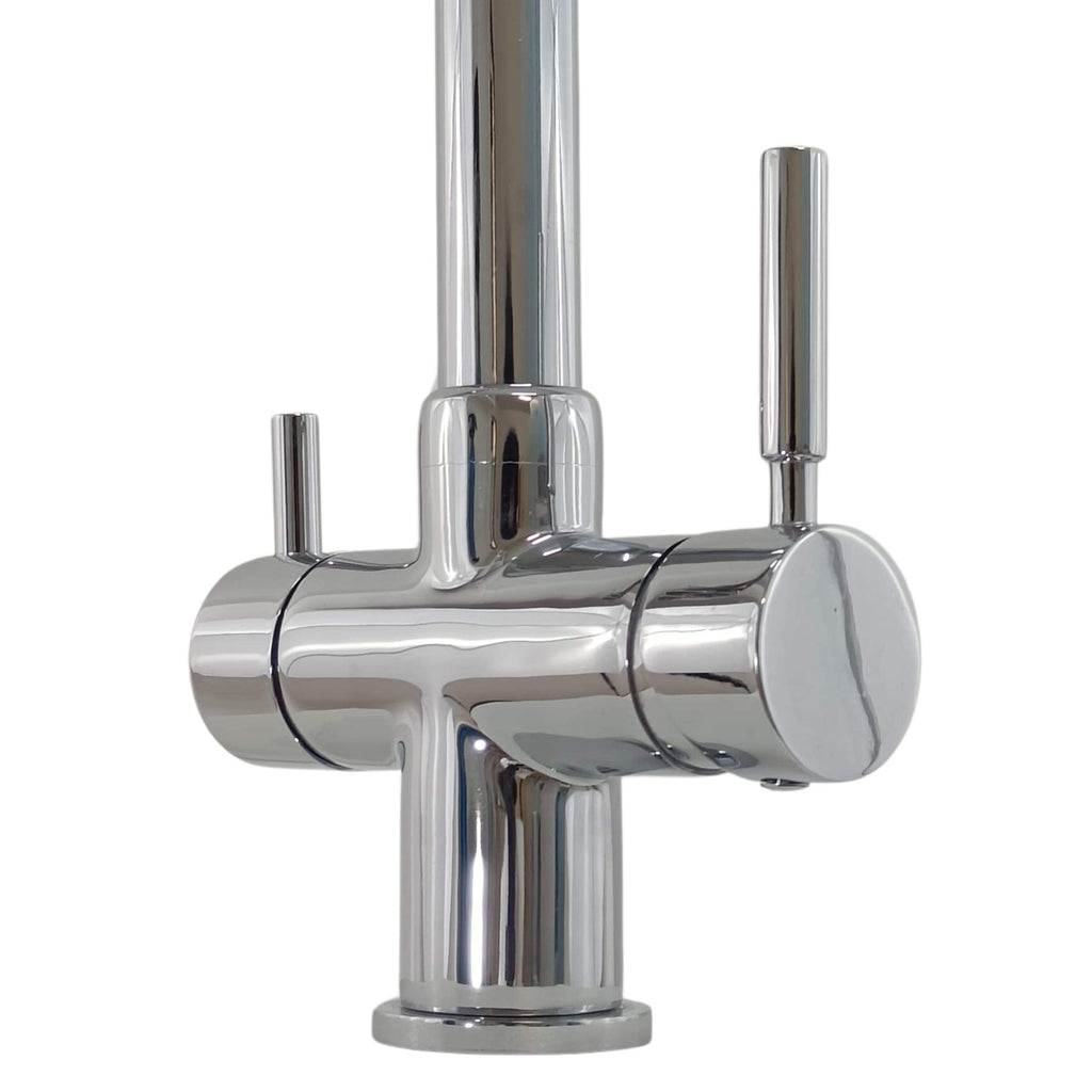 Rubinetto 3 Vie Canna Angolare a Squadra | Miscelatore Ottone Massiccio | Acqua Depurata e di Rete | Design Moderno Cromo