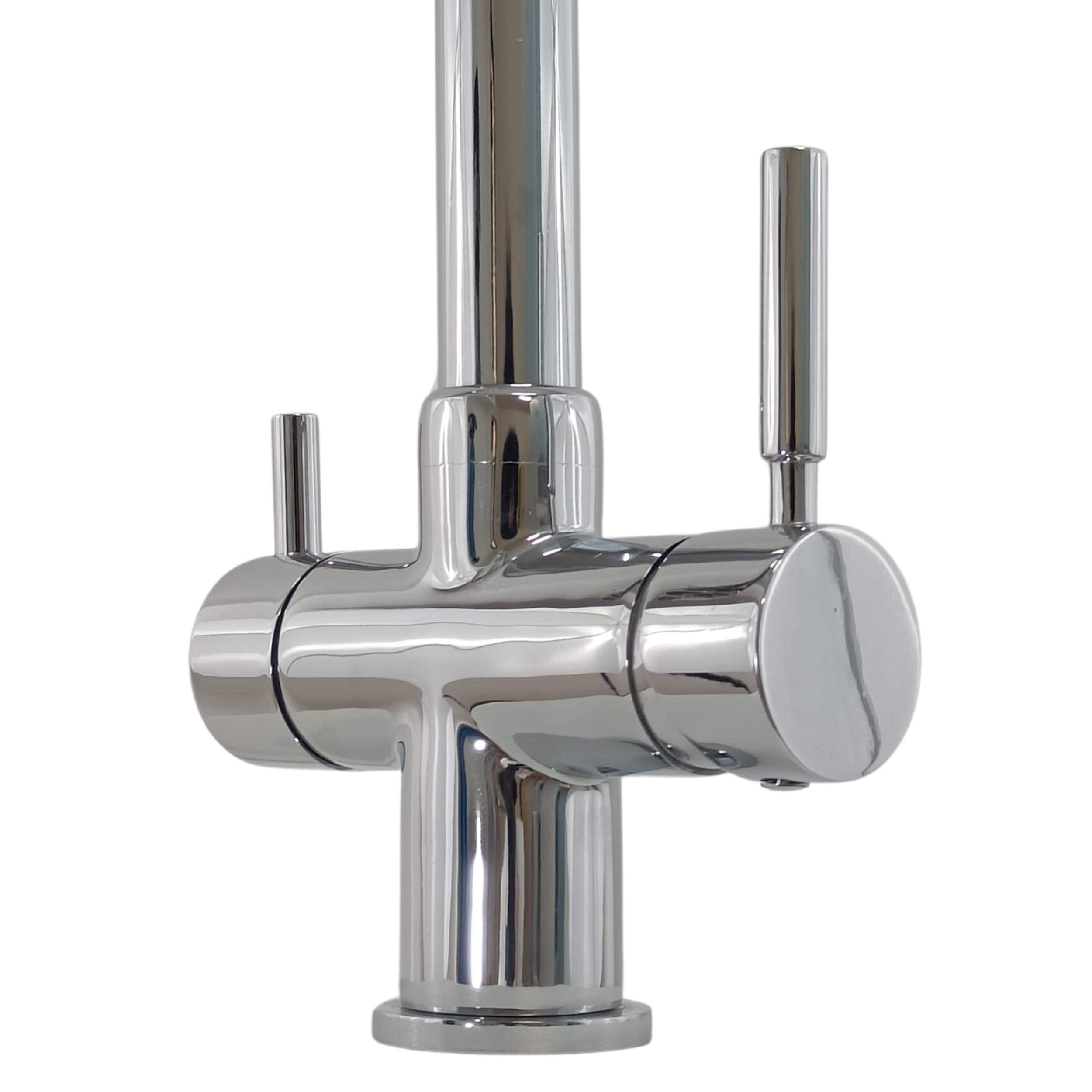 Rubinetto 3 Vie Canna Angolare a Squadra | Miscelatore Ottone Massiccio | Acqua Depurata e di Rete | Design Moderno Cromo