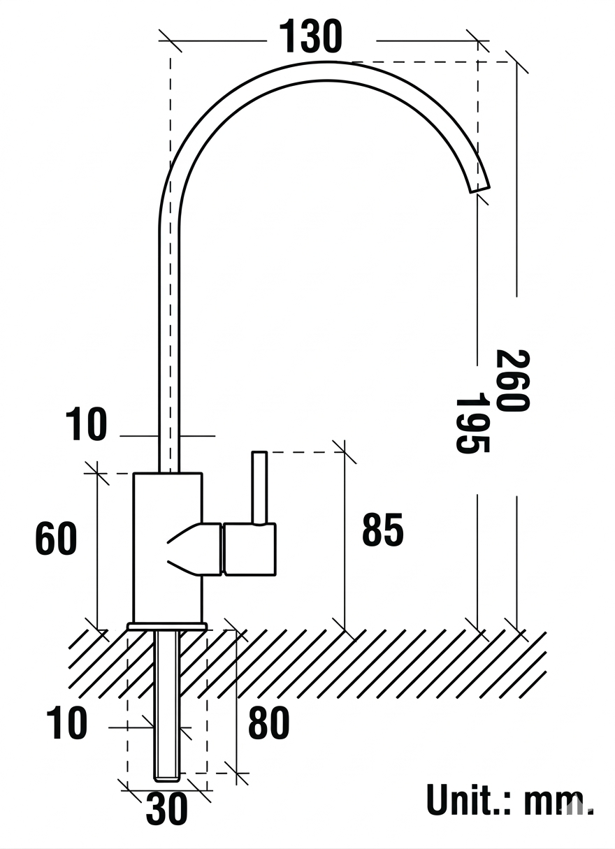 Rubinetto Long Reach 1 Via in Acciaio Inox 304 |  Attacco 1/4" per Depuratori e Osmosi